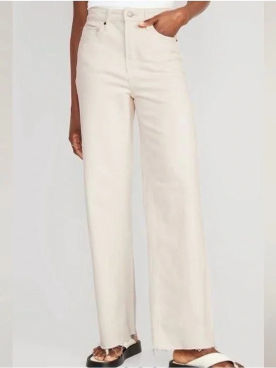 Blank NYC THE BAXTER Women’s Cream Color Straight Leg Jeans Raw Hem LIKE NEW 30 - Picture 1 of 8